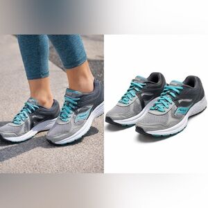 Saucony Cohesion Women’s Size 8 Gray Teal Running Shoes Athletic